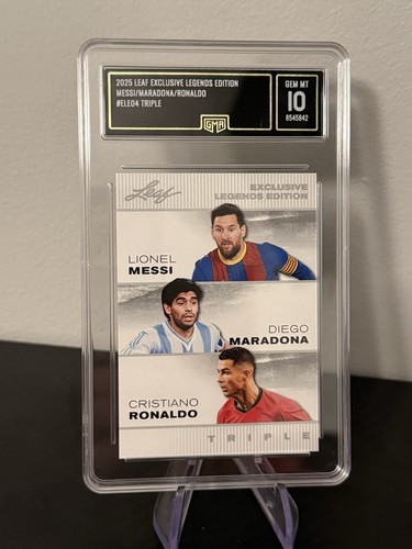 2025 Leaf Triple Legends Exclusive MESSI / MARADONA / RONALDO - GEM MINT GMA 10