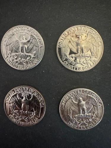 Four (4) Uncirculated 1961 P Washington 90% Silver Quarters