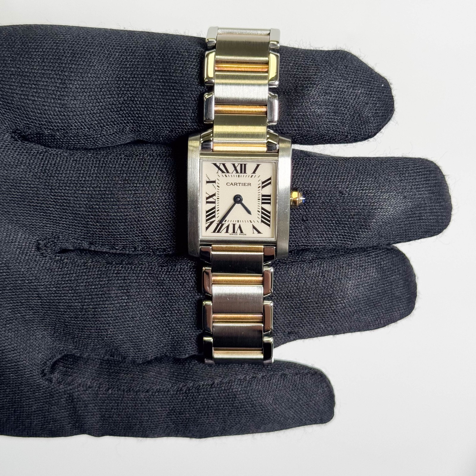 Cartier Tank Two-Tone Yellow Gold & Steel 25x20mm White Dial Watch Ref# W51007Q4 image 2