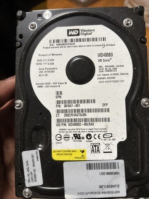 Original Western Digital 40GB WD400BB 7200RPM PATA IDE 3.5'' HDD Hard Disk Drive
