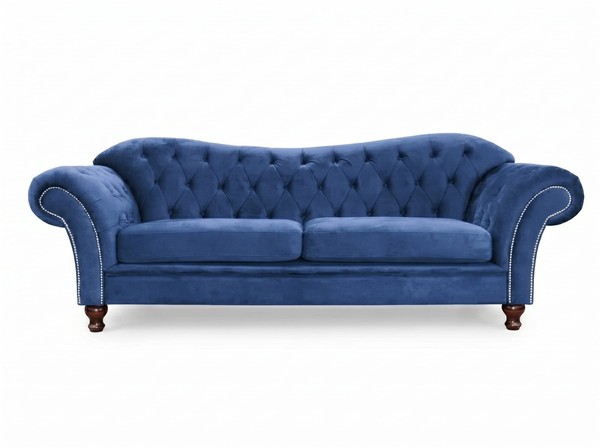Klassisches Blaues 2-Sitzer-Sofa Gestepptes Sofa Wohnzimmersofas Chesterfield-image