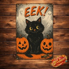 Boo Halloween Cat Ghost Pumpkin Waterproof Vintage Metal Tin Sign 8x12