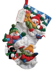 Snow Fun 86108 Bucilla Felt Christmas Stocking Kit DIY Personalize