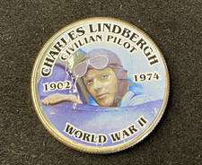 Colorized Kennedy JFK Half Dollar World War II Charles Lindbergh Free Shipping