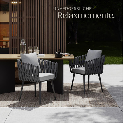 tectake Outdoor Stuhl Aluminium Rope Geflecht Polster Terrassenstuhl Garten