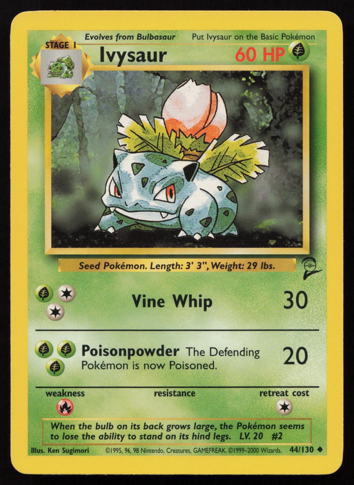 Ivysaur 44/130 Uncommon Base Set 2 Pokemon NM