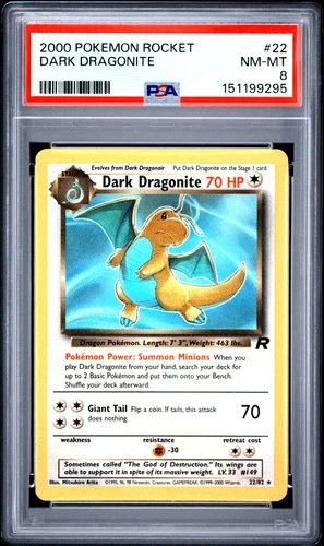 2000 POKEMON ROCKET #22 DARK DRAGONITE PSA 8