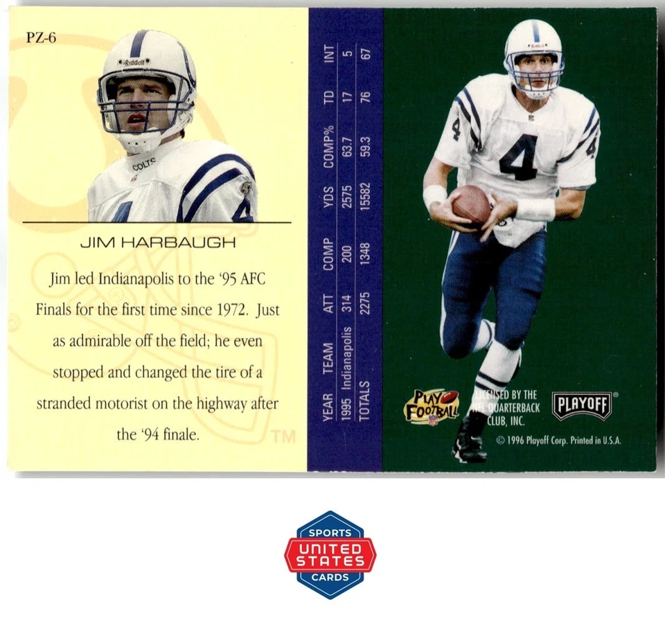 1996 Playoff Trophy Contenders #PZ-6 Jim Harbaugh Playoff Zone - Image 2 of 2