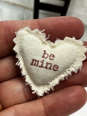 Handmade 1-1/2  Be Mine Valentines Day Heart Mini Dollhouse Pillow  #P29