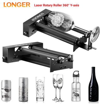 Longer Laser Engraver Rotary Roller with Bracket, Y-Axis 360° Rotation