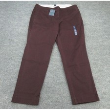 Lands End Womens Pants Fit 2 Burgundy Stretch Chino NWT Straight Leg 14