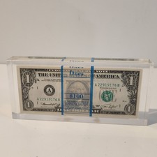 Vintage  1974 Pop Art 100 $1 Ones Dollar Bills Paperweight