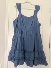 Torrid Womens Size 5 28 Blue Cotton Tiered Lace Babydoll Mini Dress