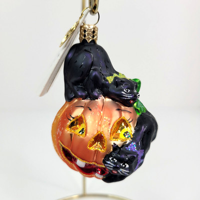 Vintage Christopher Radko Cat O'Lantern Halloween Ornament Little Gem with Tag