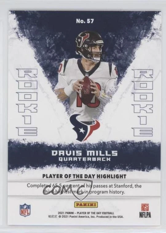 2021 Panini Player of the Day Rookies Davis Mills #57 Rookie RC - Image 2 of 2