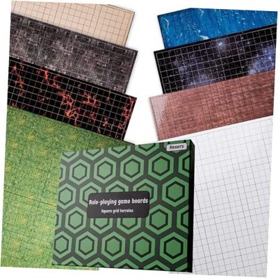  Role-playing Game Board Mat, Square Grid Terrains, 8 different terrains, 