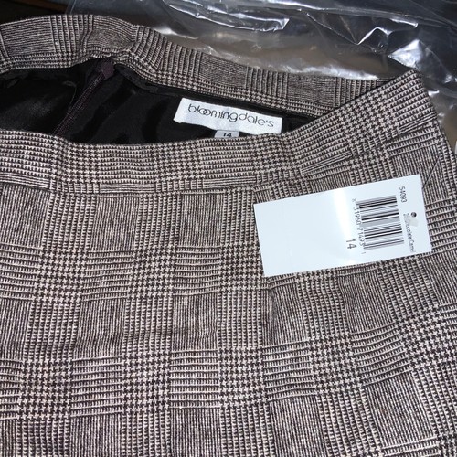 Bloomingdales Womens pencil Skirt brown plaid Size 14 lined wool/rayon zipper - Picture 5 of 9