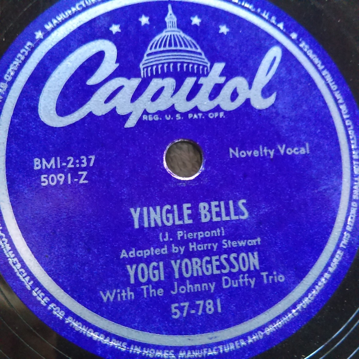 78 rpm Capitol 57-781, Yogi Yorgesson, Yingle Bells, Go Nuts at