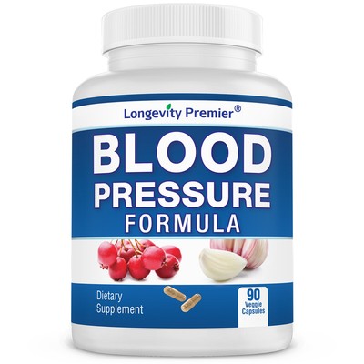 Longevity Blood Pressure Formula - Clinically formulated 90 Capsules- With Hawth