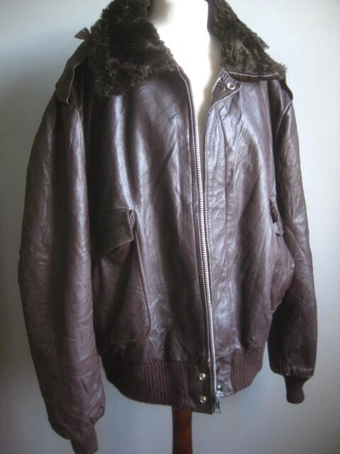 EXCELLED LEATHER FLIGHT JACKET 54 bomber sherpa USA fur B2 distressed VINTAGE - Image 3 of 4
