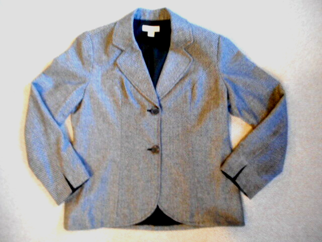 ALTRA Giacca donna COLDWA CREEK blazer scollo a V foderato a spina di pesce nero bianco ls 12