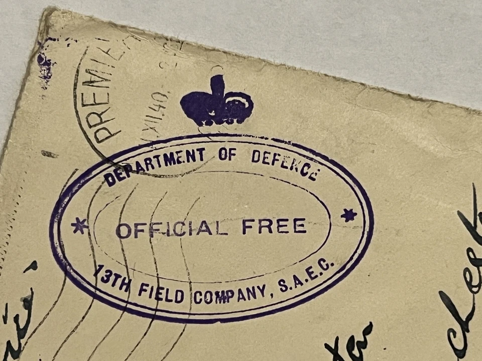1940 SOUTH AFRICA 13TH FIELD COMPANY S.A.E.C. PREMIER KAMP COVER SENT TO LONDON - Image 3 of 4
