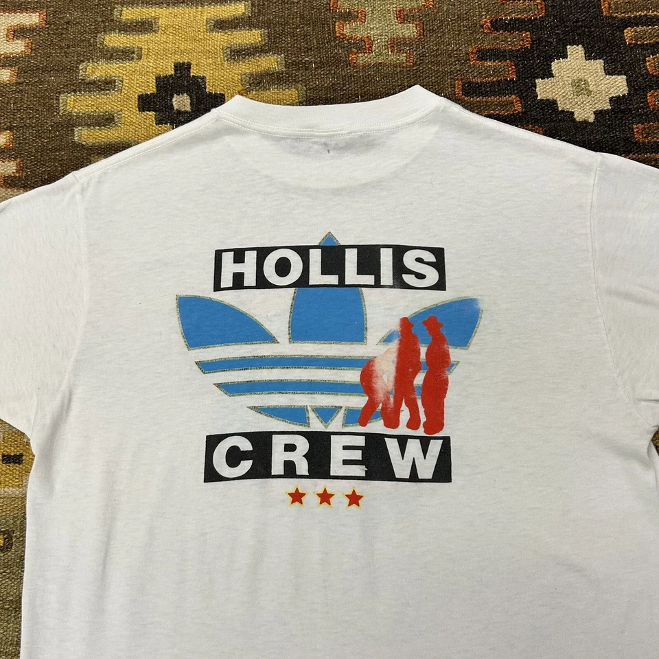 Vintage 80s Adidas Run DMC Rap Tee Hollis Crew Sz M - Image 4 of 4