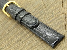 Vintage Watch Band NOS Unused Hadley Roma Crocodile Grain Gold Tone Buckle 16mm