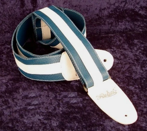 REBEL FANCY FAUX LEATHER GUITAR STRAP GTO SERIES BLUE / WHITE