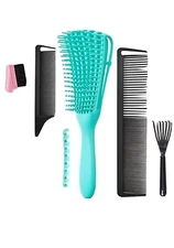 5 Piece Detangling Hair Comb Brush Set Kids Adult Styling Set Untangling