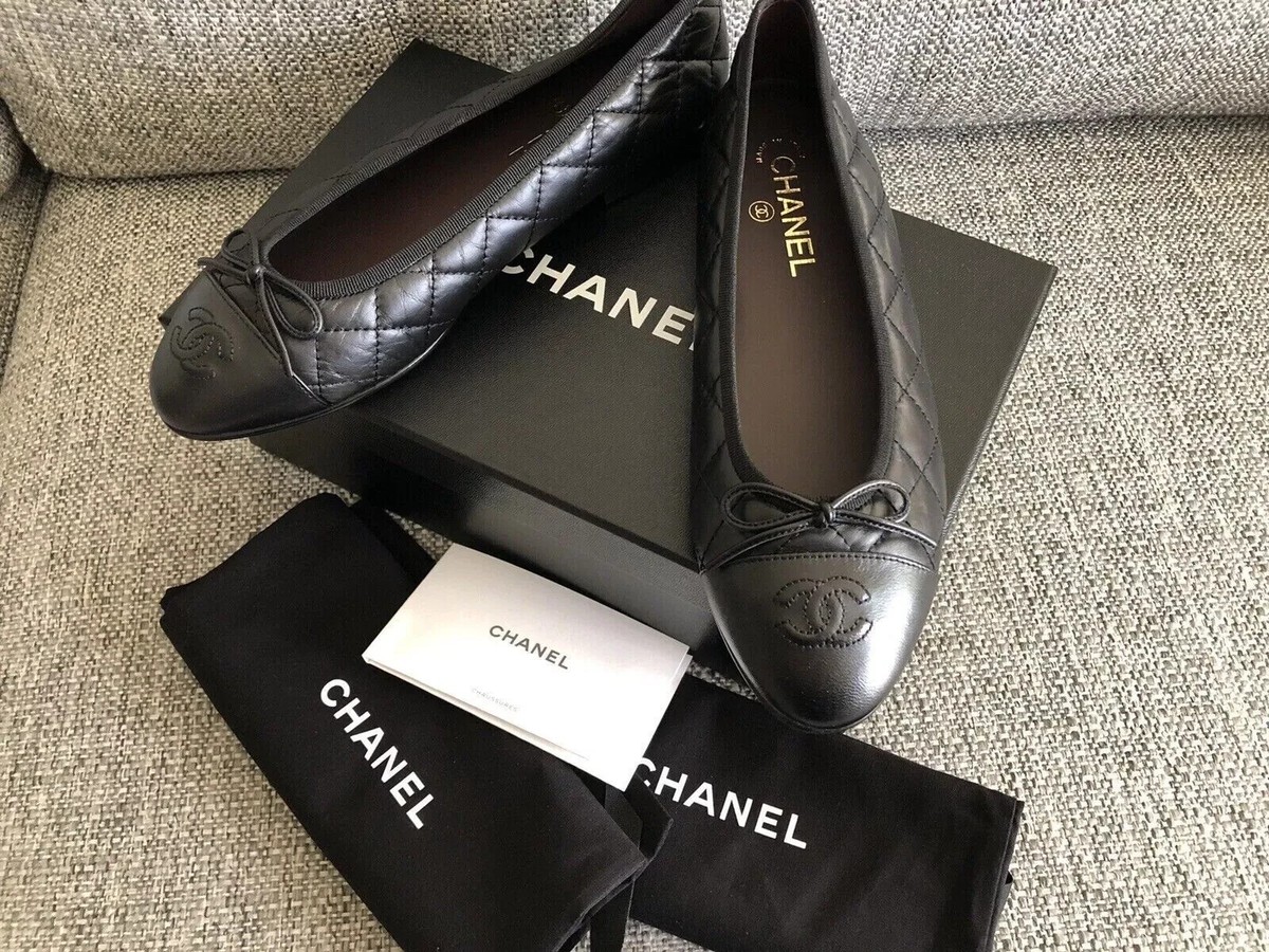 CHANEL バレリーナ　黒　38 New Chanel Size 38 Black Aged Calfskin Ballerina Flats | eBay