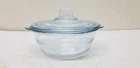 FIRE KING OVEN GLASS BLUE SAPPHIRE PHILBE  DBL HANDLE COVERED BOWL DISH 4 3/4"