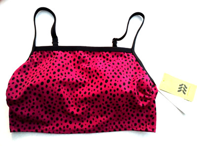 ALL IN MOTION Swim Top S(4-6) Raspberry/Black Dot UPF 50+ Removable Pads NWT
