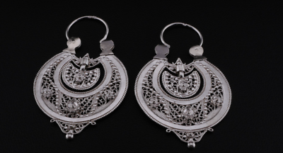 Boucles D'oreilles Pendantes - Argent 925 Plaqué Or - Motif Fleur En Filigrane - Neuf Avec étiquettes