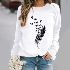 Women Long Sleeve Pullover Sweatshirt Ladies Loose Fleece Fall Warm Casual Tops 