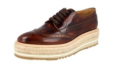 PRADA PLATFORM DERBY FULL BROGUE DRESS SHOES 1E722E BROWN NEW