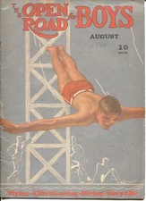 MAG: Open Road For Boys 8/1940-J Edgar Hoover-silver tone cover-Pre WWII-VG