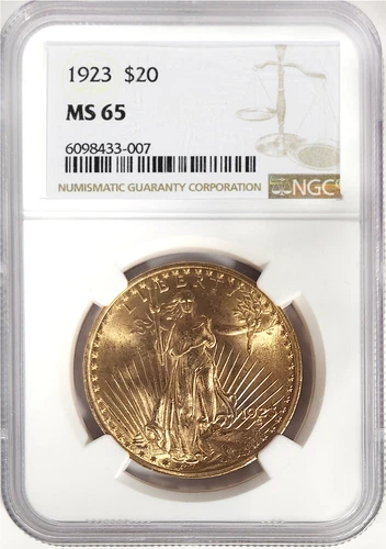 1923 $20 Gold St. Gaudens NGC MS65