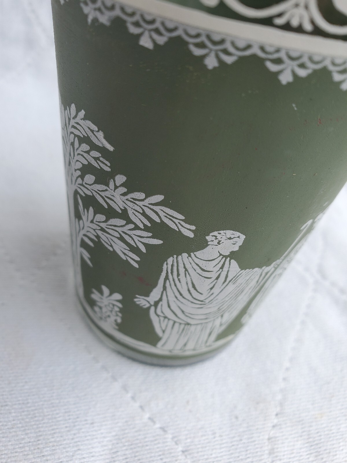 VTG Hellenic Wedgwood Green Jeanette Juice Cup/Glass 5" H 2.75" D 22kt Gold Trim