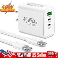 👍🏻Dual PD 40W Fast Wall Charger Power Adapter iPhone 16 Pro Max 15 14 13 Plus✅
