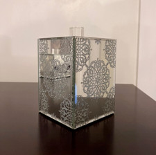 Bella Lux Mirror Glitter Bathroom Container Box Jar w Lid 5 3/8"x4"