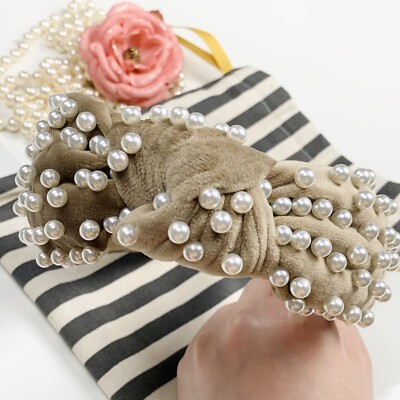 Lele Sadoughi Desert Tan Pearl Headband LELE SADOUGHI DESERT TAN PEARL KNOT HEADBAND Brand new | eBay main image 4
