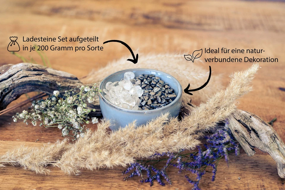 Ladesteine Bergkristall & Entladesteine Hämatit | Mini Trommelsteine Chips - Bild 2 von 4