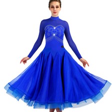 NEW Latin Ballroom Dance Dress Modern Salsa Waltz Standard Long Dress F353