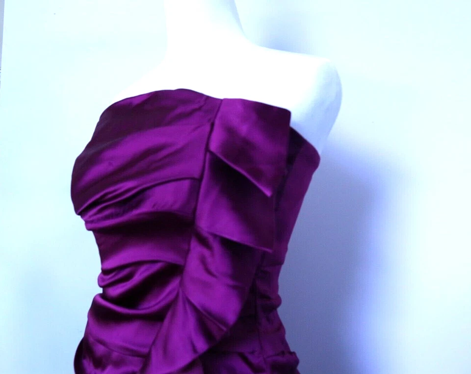 Suzi Chin For Maggy Boutique Magenta Strapless Ruffled Dress Women's Size 6 - Image 4 of 4