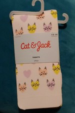 Cat  Jack Girls Pair Of Footed Tights Size 12-14  Multi-Color Cat Print  NEW