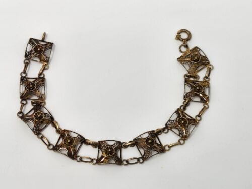 Antikes europäisches 835 Silber aufwendiges filigranes Gliederarmband 7,75 cm verziert - Bild 18 von 21
