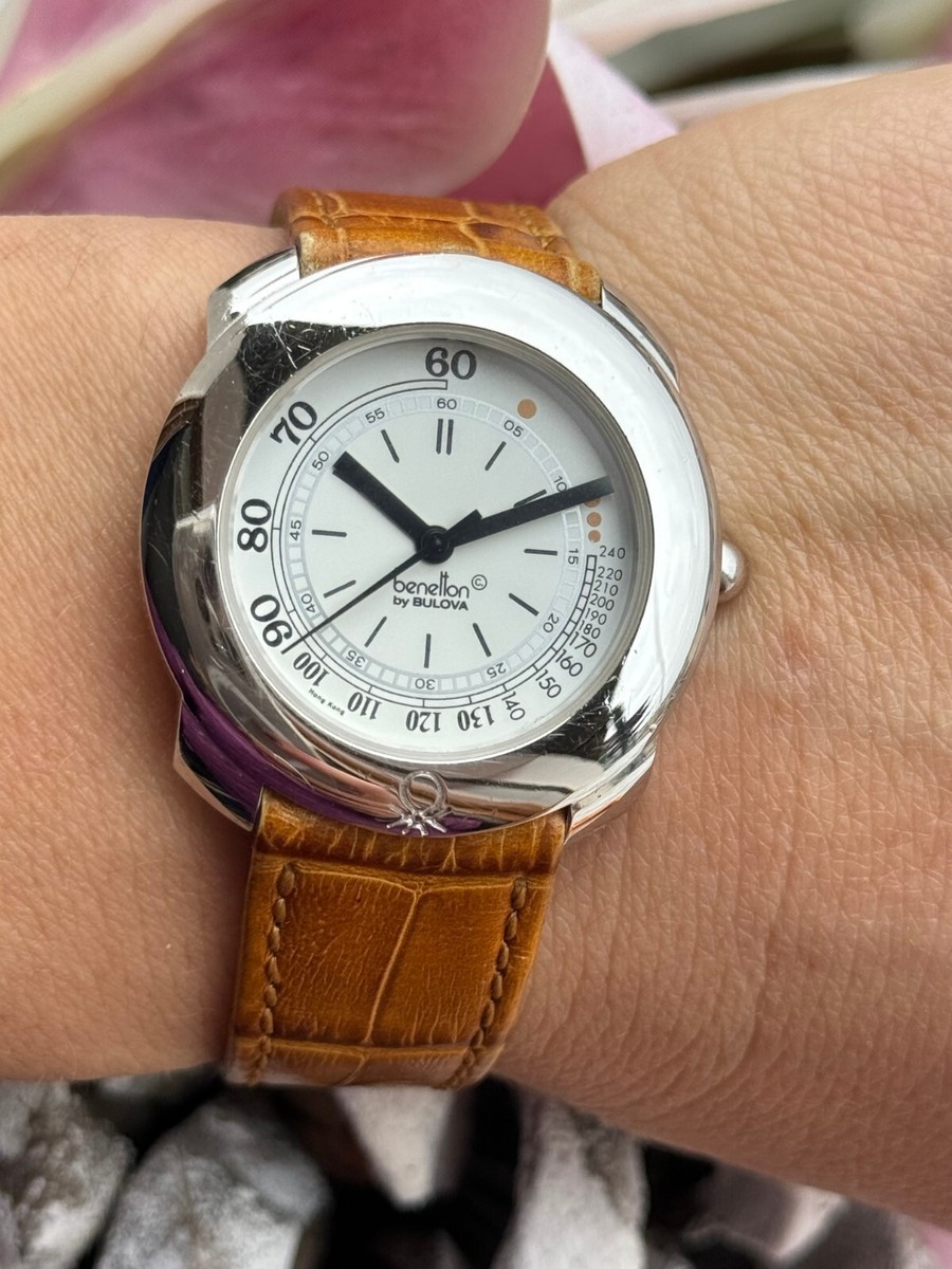 Benetton By Bulova Watch Quartz Lady White Dial 34mm | eBay
