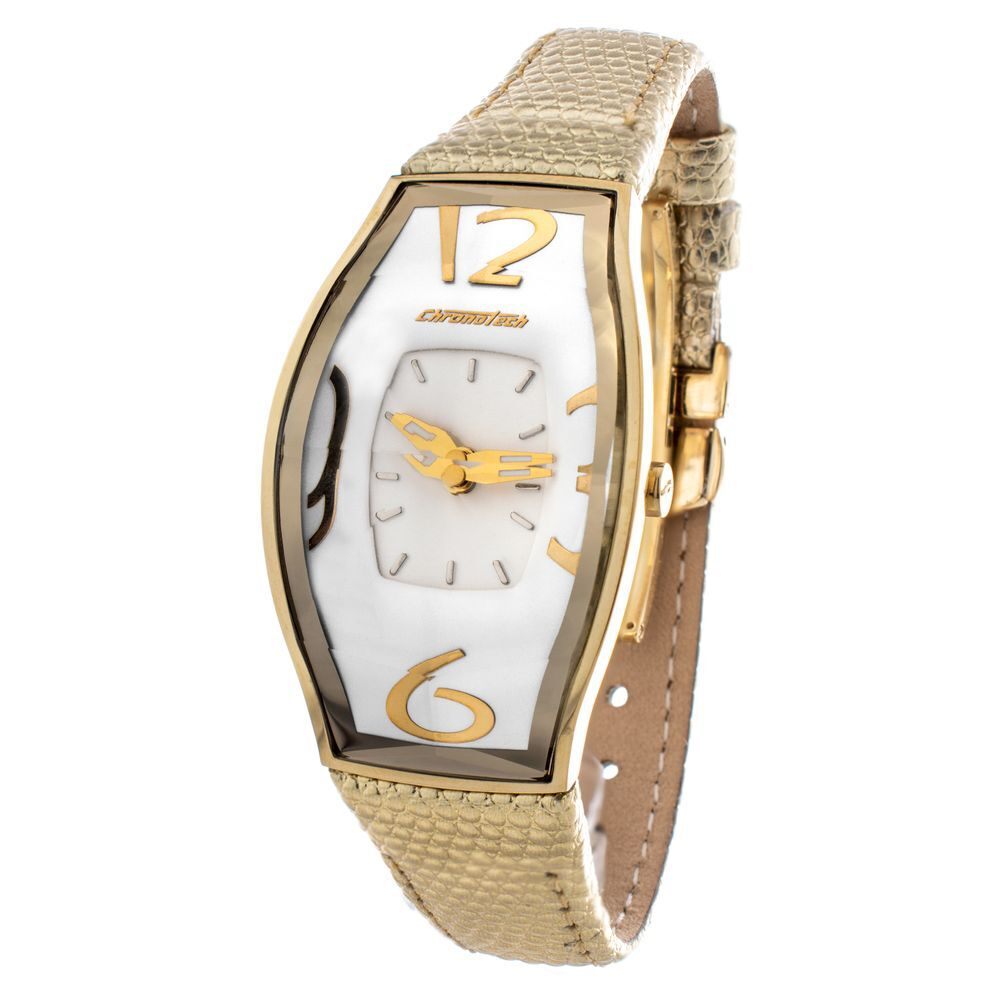 Elegant Chronotech Gold Leather Timepiece for Sophisticated Style