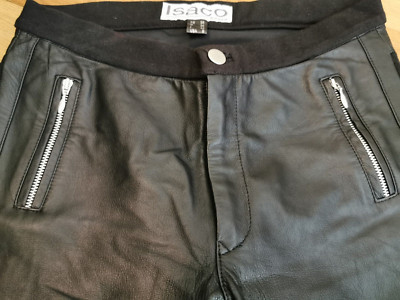 Schwarze Lederhose   Größe 36   Isaco & Kawa   Echtleder & Baumwolle mit Stretch